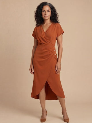 Wrap-Neck Summer Midi Dress