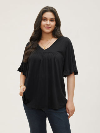 Plus Size Ruffle-Sleeve Jersey T-Shirt