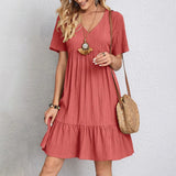 Ruffle V-Neck Mini Dress