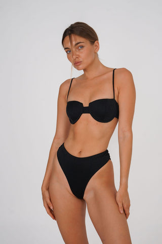 Metallic High-Waist Bikini Bottom
