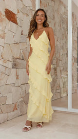 Ruffle A-Line Maxi Dress