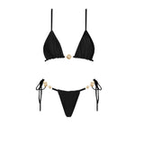 Button-Detail Bikini & Lace Skirt Set