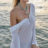 Long-Sleeve Knit Beach Mini Dress