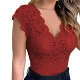 Lace V-Neck Sleeveless Blouse