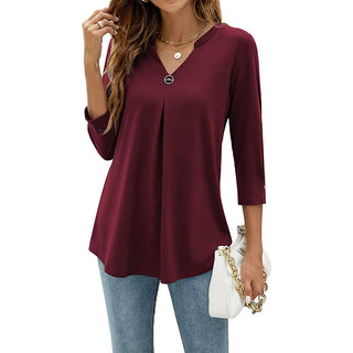 Pleated V-Neck Slim-Fit T-Shirt