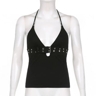 Lace-Up Backless Crop Top