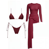 Mesh Dress Three-Piece Bikini Set