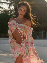 Pleated Two-Piece Beach Cover-Up Set