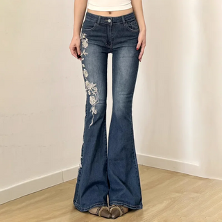 Denim Embroidered Flared Jeans