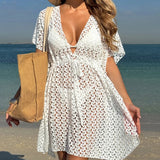 Long-Sleeve Wrap Cover-Up Dress