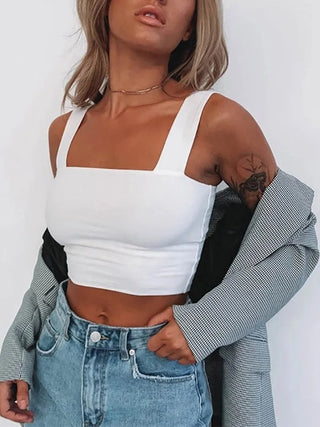 Square-Neck Backless Crop Tank