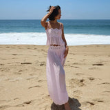 Lace Crop Cami & Wide-Leg Pants Set