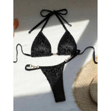 Leopard Pearl Thong Bikini