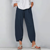 Cotton-Linen Wide-Leg Harem Pants