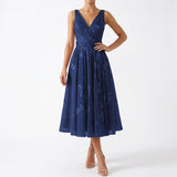 Floral Bow-Waist Midi Dress