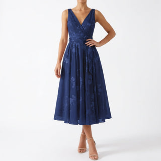 Floral Bow-Waist Midi Dress