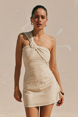 One-Shoulder Cotton Mini Dress
