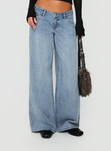 Ultra-Low-Rise Wide-Leg Jeans – Blue