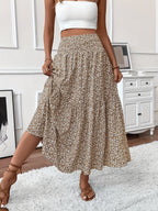 Elena Ditsy Floral Midi Skirt – Beige/Multi