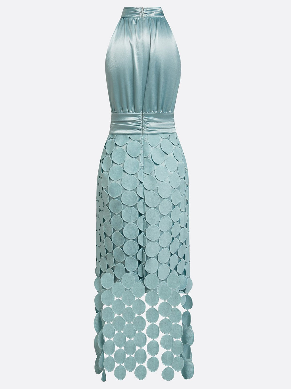 Arielle Satin Cutout Midi Dress in Pink by Aurelia Sun