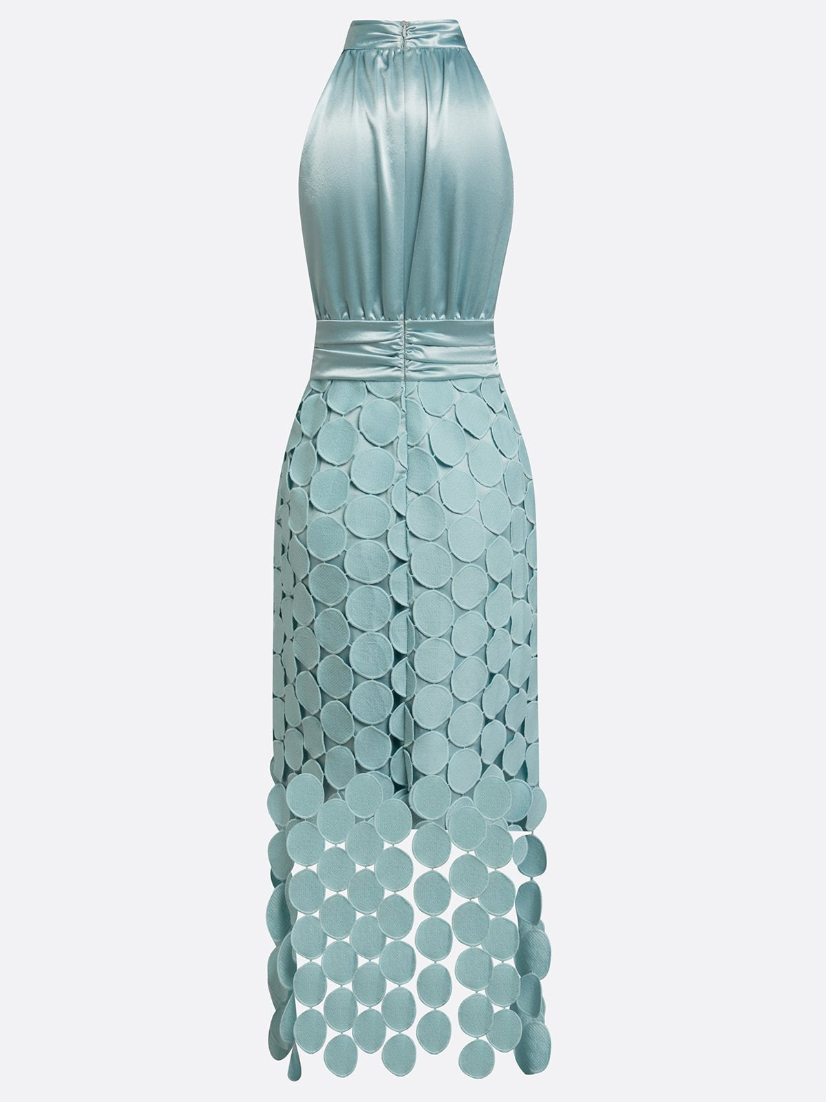 Arielle Satin Cutout Midi Dress in Pink by Aurelia Sun