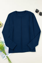Women's Exposed-Seam Long-Sleeve Top – Navy