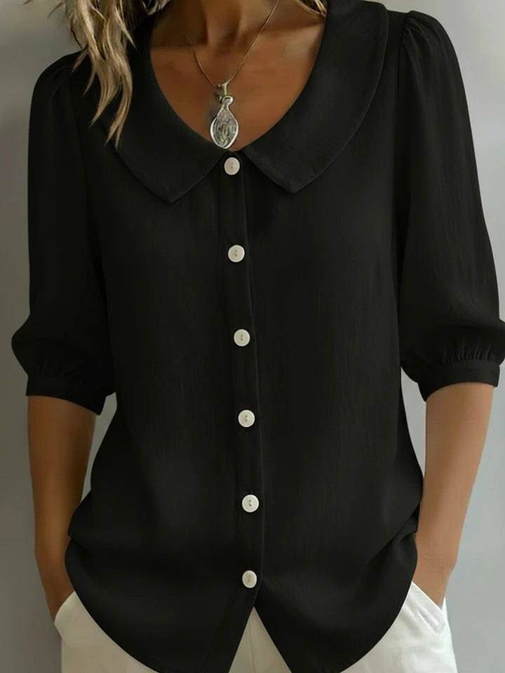 Women's Loose Short-Sleeve Blouse – Red