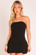 Black Bandeau Ruffle Playsuit