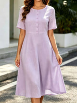 Florence Button-Detail Midi Dress