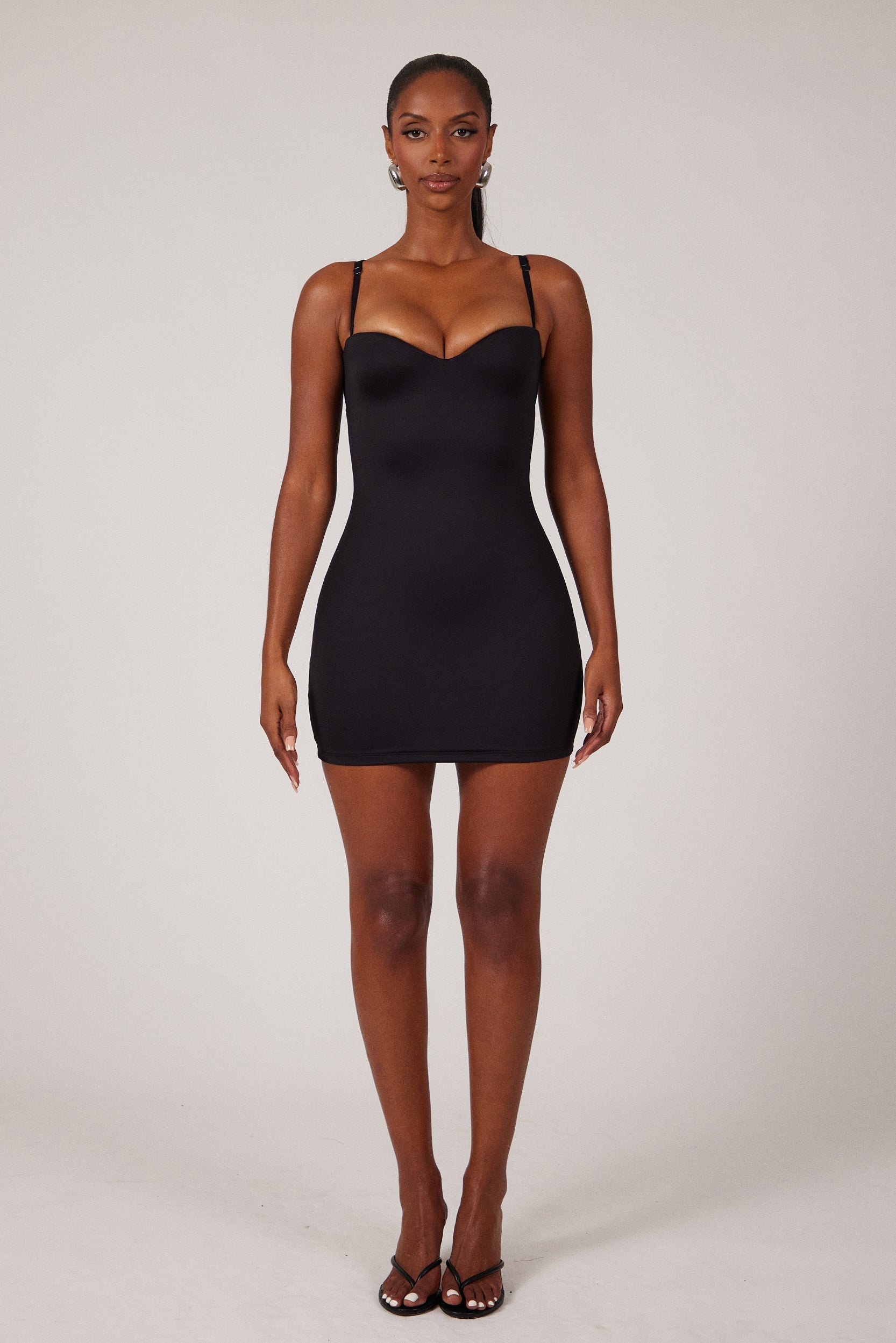 Black Sculpting Sweetheart Mini Dress