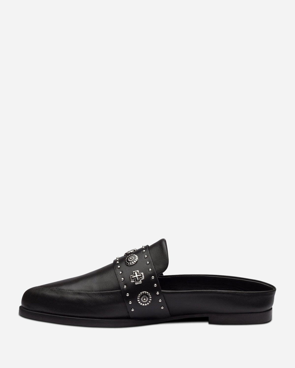 Tuesday Western Leather Mule – Black/Silver by Aurelia Sun
