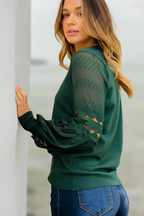 Molli Lace-Sleeve Knit Jumper – Bottle Green by Aurelia Sun