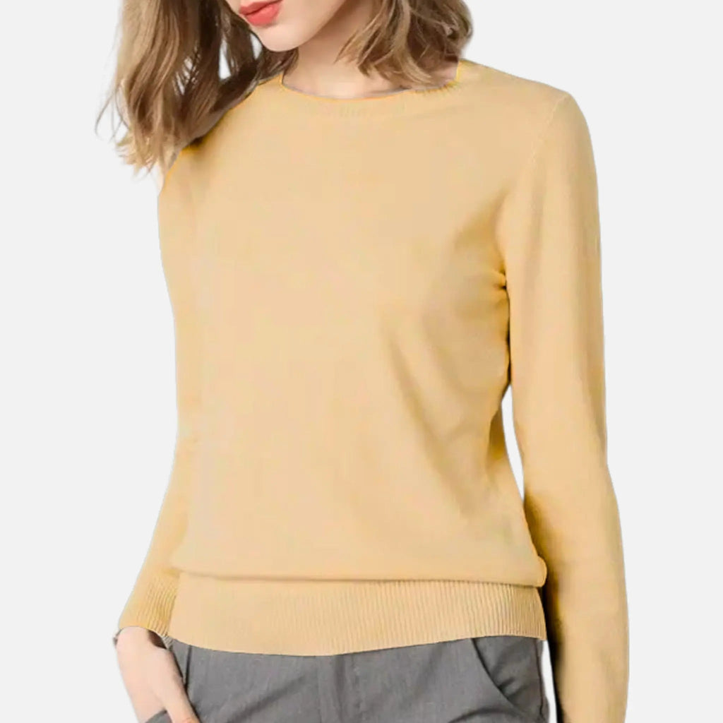 Nora Fine Knit Crew Neck Jumper in White by Aurelia Sun