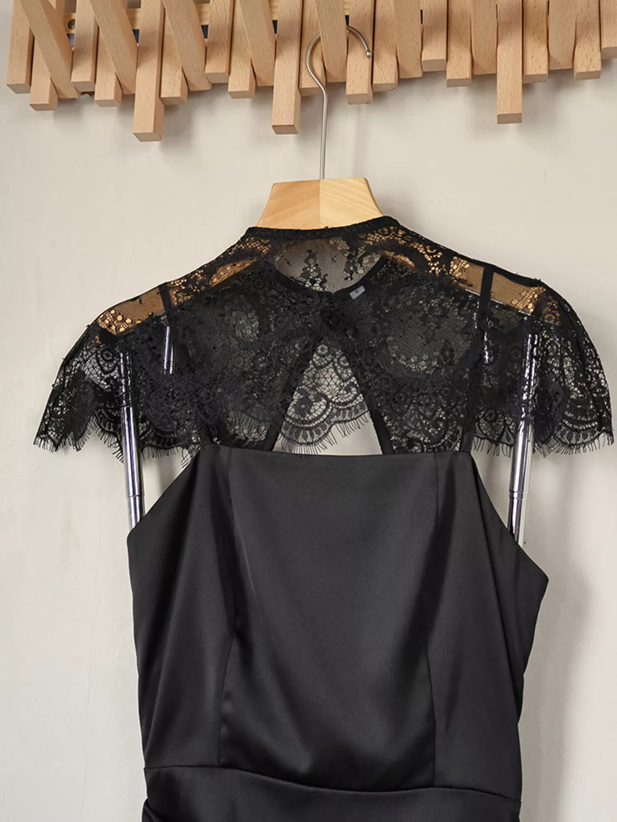 Women's Satin Mini Dress with Lace Cape