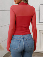 Women's Mock-Neck Long-Sleeve Top – Yellow