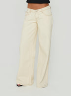 Ultra-Low-Rise Wide-Leg Jeans – Beige