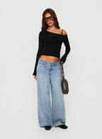 Ultra-Low-Rise Wide-Leg Jeans – Blue