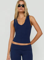 V-Neck Sculpt Tank – Navy