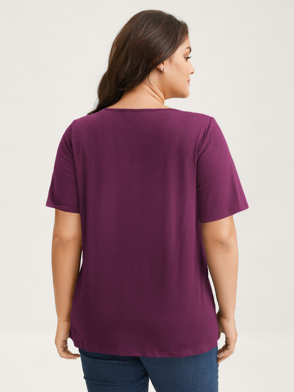 Plus Size Cotton V-Neck T-Shirt