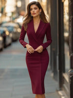 Women's Tailored Blazer Midi Dress – Black