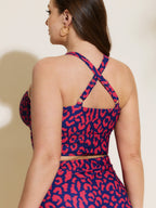 Plus Size Leopard Cross-Strap Bikini Top