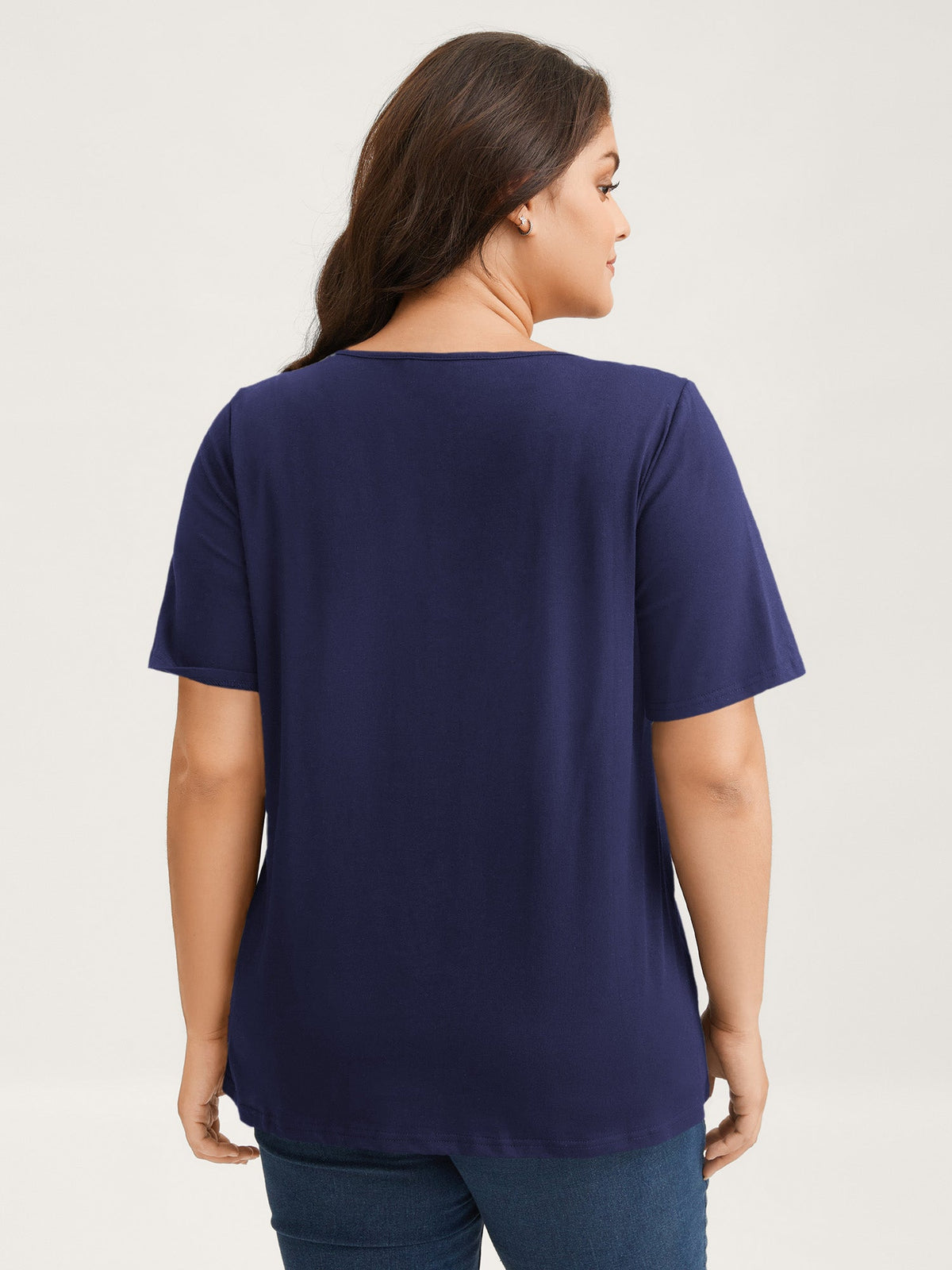 Plus Size Cotton V-Neck T-Shirt