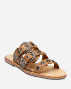 Eastwood Leather Slide – Tan/Silver by Aurelia Sun