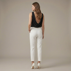 Women's High-Waisted Tailored Pants – White
