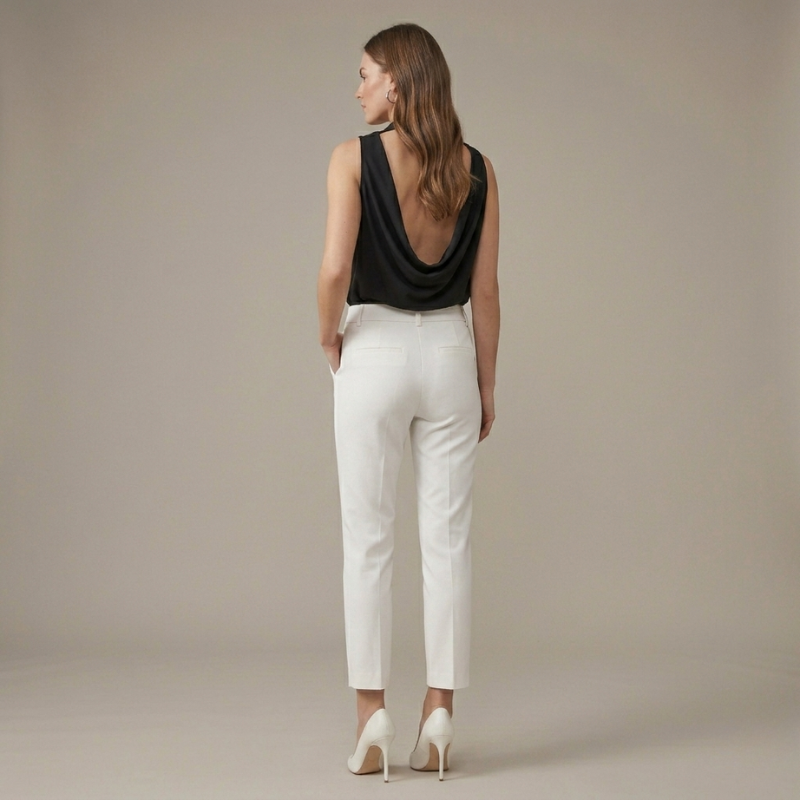 Women's High-Waisted Tailored Pants – White