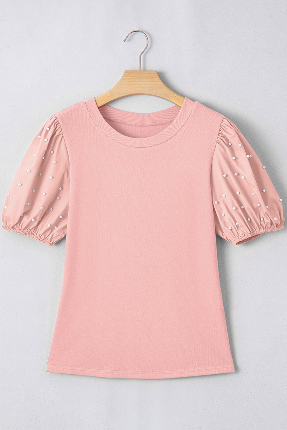 Women's Pearl Beaded Puff-Sleeve Knit Top – Green