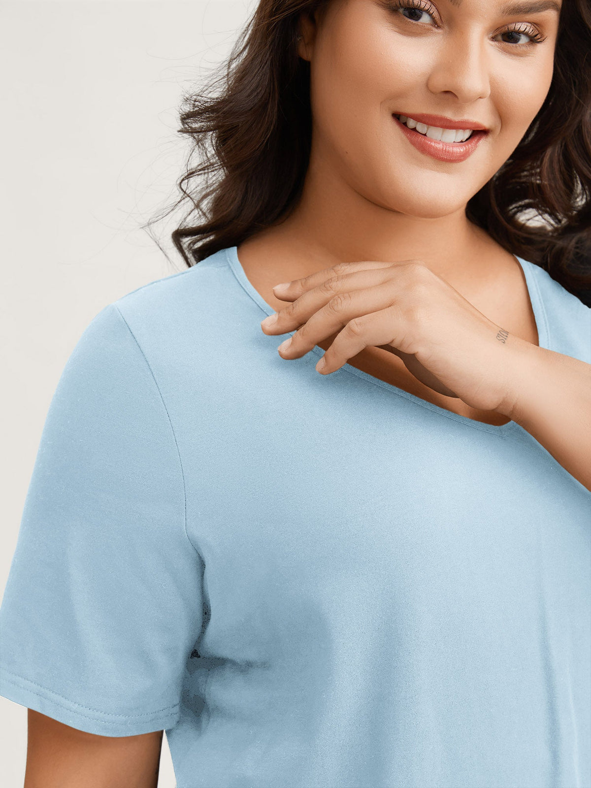 Plus Size Cotton V-Neck T-Shirt