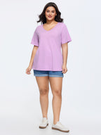 Plus Size Cotton V-Neck T-Shirt