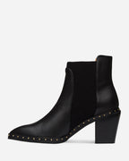 Georgie Leather Block-Heel Ankle Boot – Black/Gold by Aurelia Sun