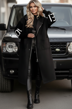 Kelly Black Drawstring Hooded Coat